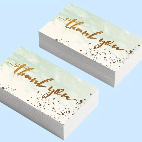 THANK YOU CARDS 50 GREEN AND GOLD - Picture 2 of 2